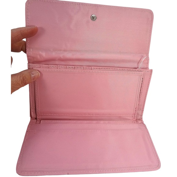 NWT Modo Bella Pink Quilted Heart Long Wallet Clutch Purse Snap Closure - Picture 6 of 7